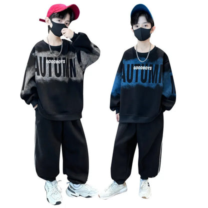 SpringAutumn Boys Tie Dye Alphabet Sweatshirt+Sweatpant Workout Set School Kid 2PCS Tracksuit Children Outfit Jogger Suit 5-16Yr