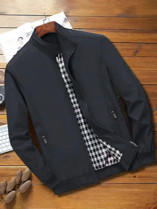 Men's Spring and Autumn New Casual Jacket 2024 New Solid Color Trend Business Casual Commuter Easiest for Match Coat Fashion Sta