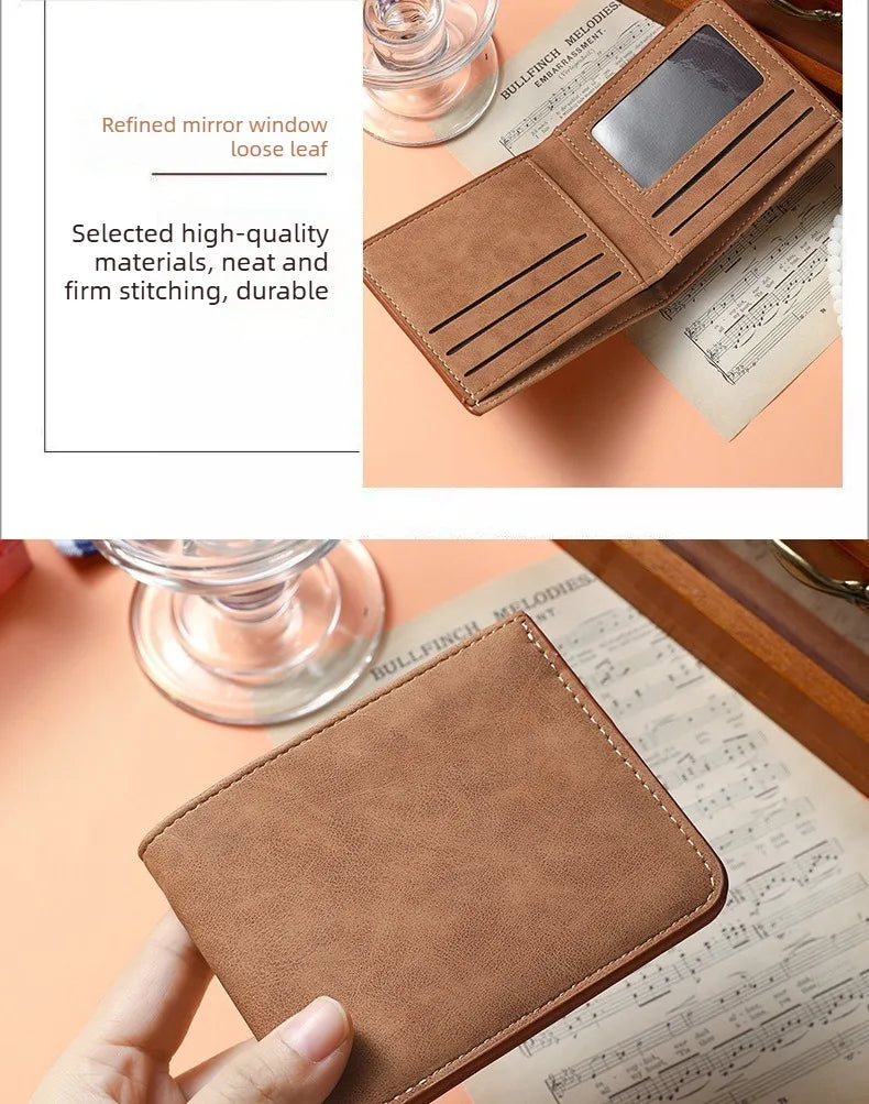 2026 Nouveau Portefeuille Homme Court Pince à Billets Zippé Cuir Souple Léger Simple