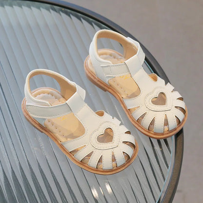 Children Girls Cute Barefoot Summer Sandals Flat Leather Enfants Party Dress Shoes Toddler Kids Love Soft Bottom