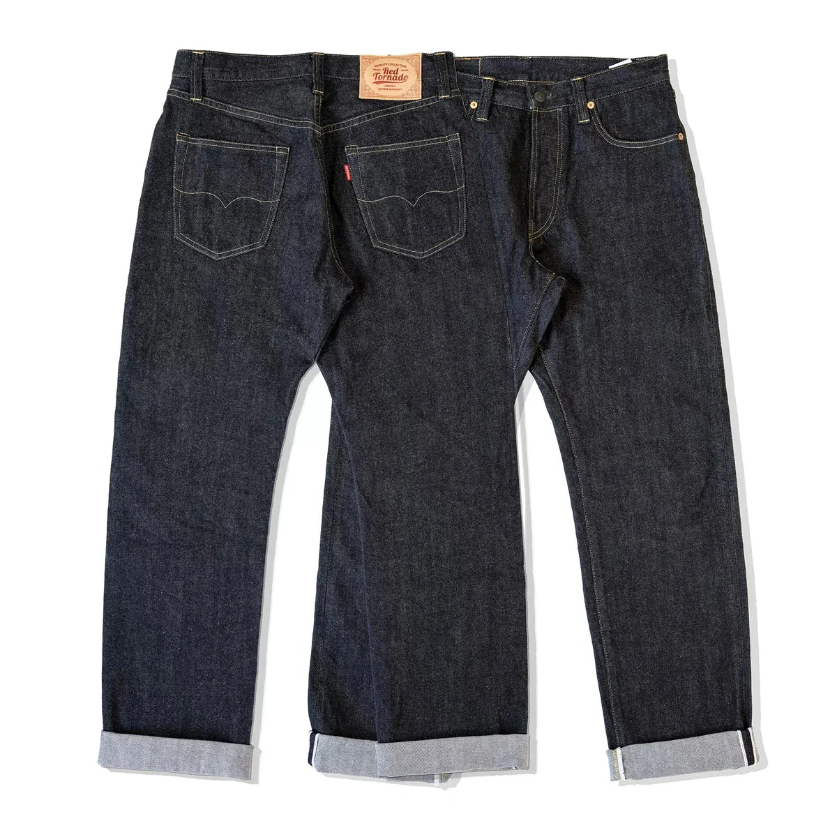 Black Jeans Straight Fit 14.5oz Selvedge Denim Pants Rinsed