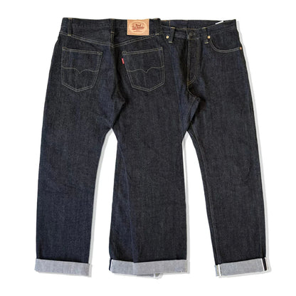 Black Jeans Straight Fit 14.5oz Selvedge Denim Pants Rinsed