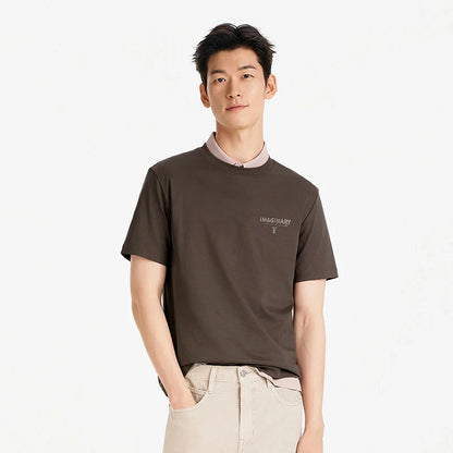 Men Tshirt Soft Print Letter Embroidered Crew Neck 2026 Summer Casual Style Comfortable Fashion Breathable All Match Top
