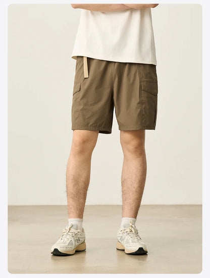 2026 Summer New Oversize 145gsm Elastic Quick Dry Fabric Shorts Men Elastic Wait Cargo Outdoor Shorts