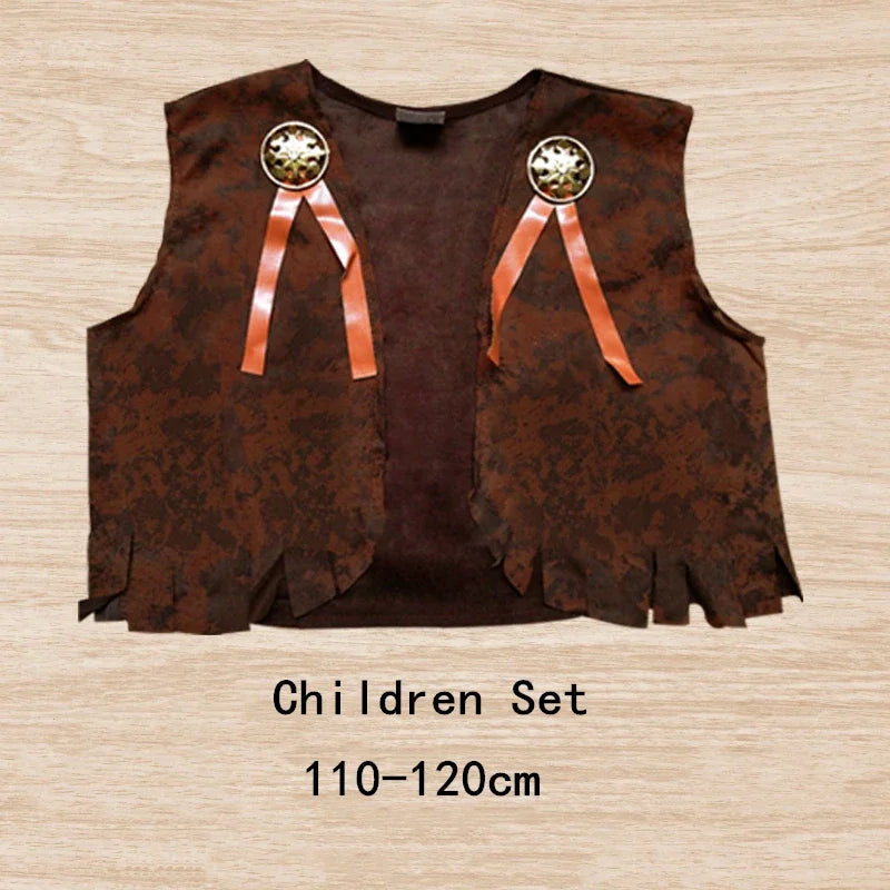 2024 Children Adult Cowboy Cosplay Costumes Halloween Party Masquerade Boy Woman Wild West Fancy Cowgirl Vest Cap Scarf Outfits