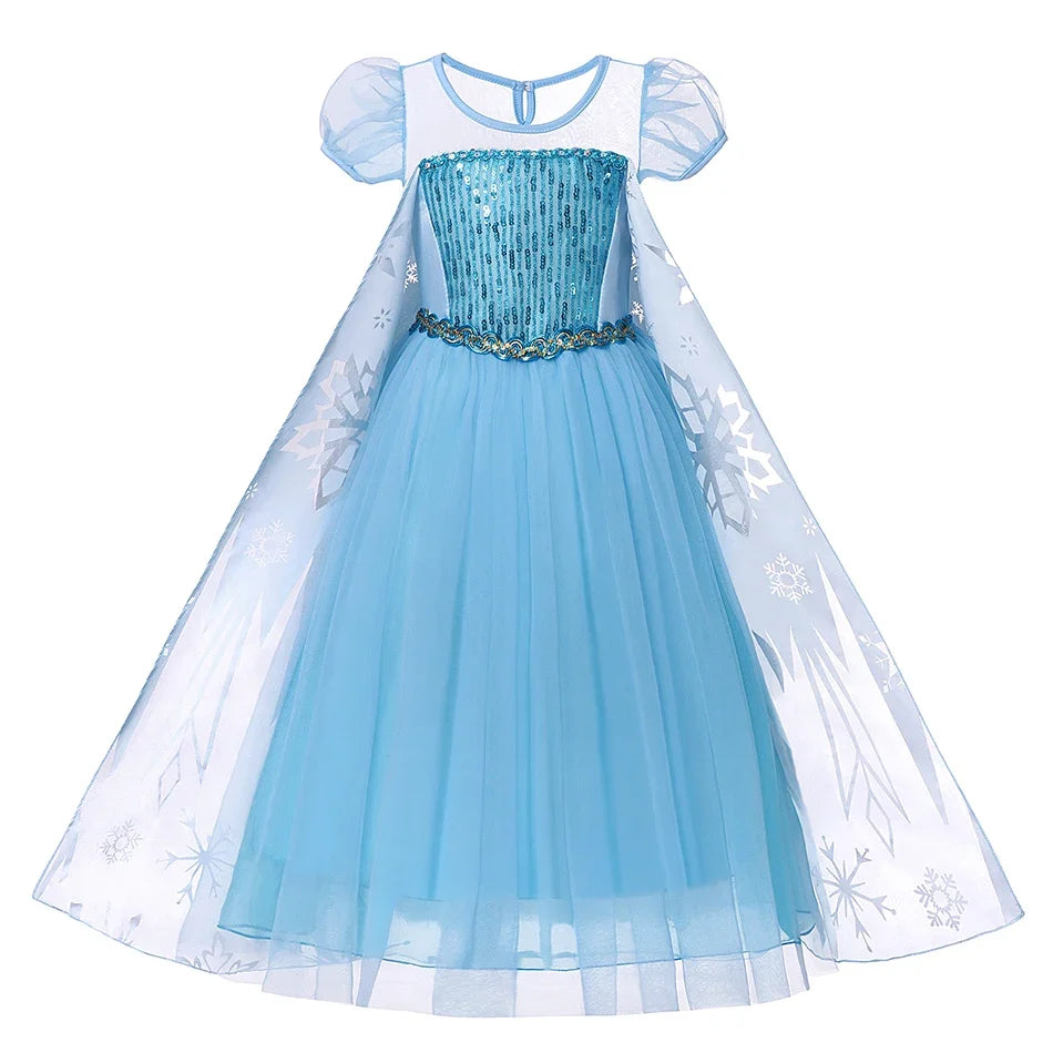 Elsa Anna Snow Queen Dress for Girls Princess Costume Birthday Halloween Christmas Carnival Outfit Kids Cosplay 2-8Y Vestido
