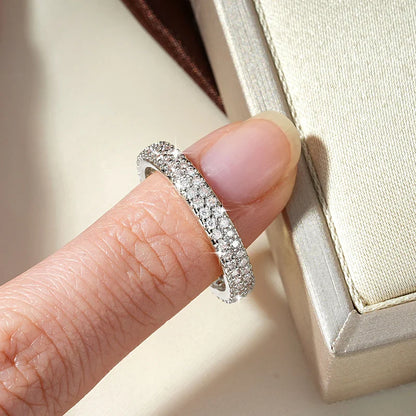 Sparkling 1.3mm D Color Full Moissanite Eternity Ring 14k Gold Filled Double-row Finger Bands GRA Cerified Rings for Womem