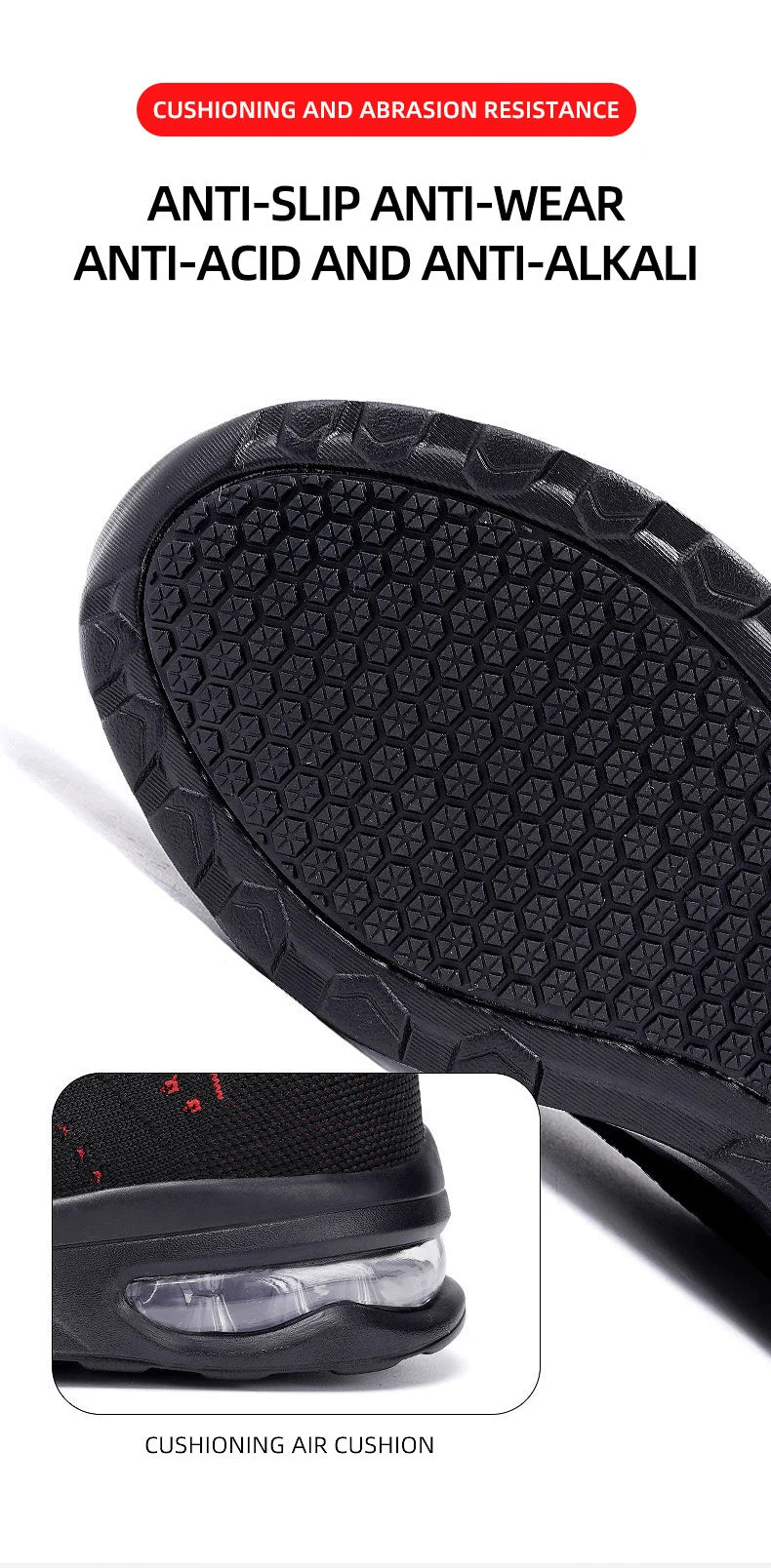 Lightweight Safety Shoes Women Men Air Cushion Work Sneakers Steel Toe Shoes Construction Safety Boots Anti-smash Work Shoes