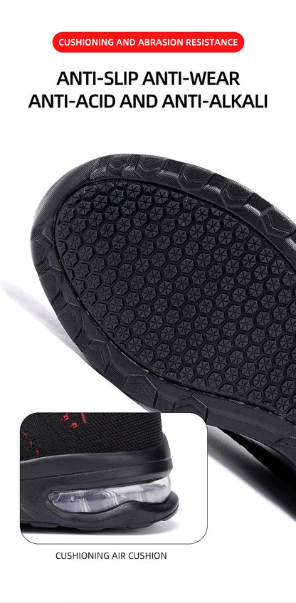 Lightweight Safety Shoes Women Men Air Cushion Work Sneakers Steel Toe Shoes Construction Safety Boots Anti-smash Work Shoes