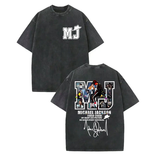 Vintage Washed Michael Jackson Album Poster Graphic T Shirt Men Women Clothing Rock Fashion T-shirt Summer Casual Loose T-shirts