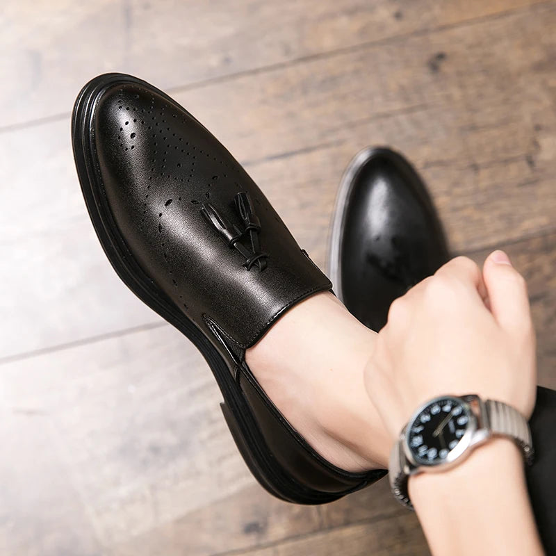 Brand Mens Leather Office Flats Wedding Banquet Luxury Loafers Comfortable Designer Oxfords Business Formal Korean Shoes for Men