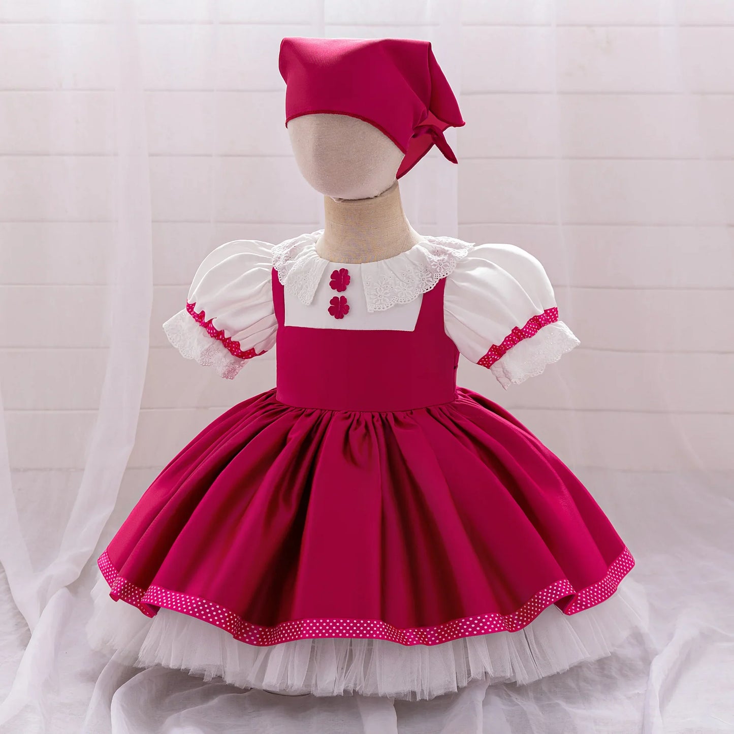Ma Sha and Bear Toddler Girl Party Lolita Maid Dresses 2pcs Infant 1st Birthday Princess Dress Wedding Bridesmaids Kids Clothing