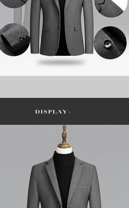Brand Business Casual Wool Blazer Men 2026 Autumn and Winter New Solid Men Blazer Regular Fit Long Sleeve Blazers for Men