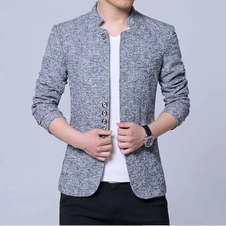 Men's Autumn Winter Casual Slim Fit Plaid Suit Jacket Korean Style Fleece Thickened Coat Large Size Single Breasted Westwear