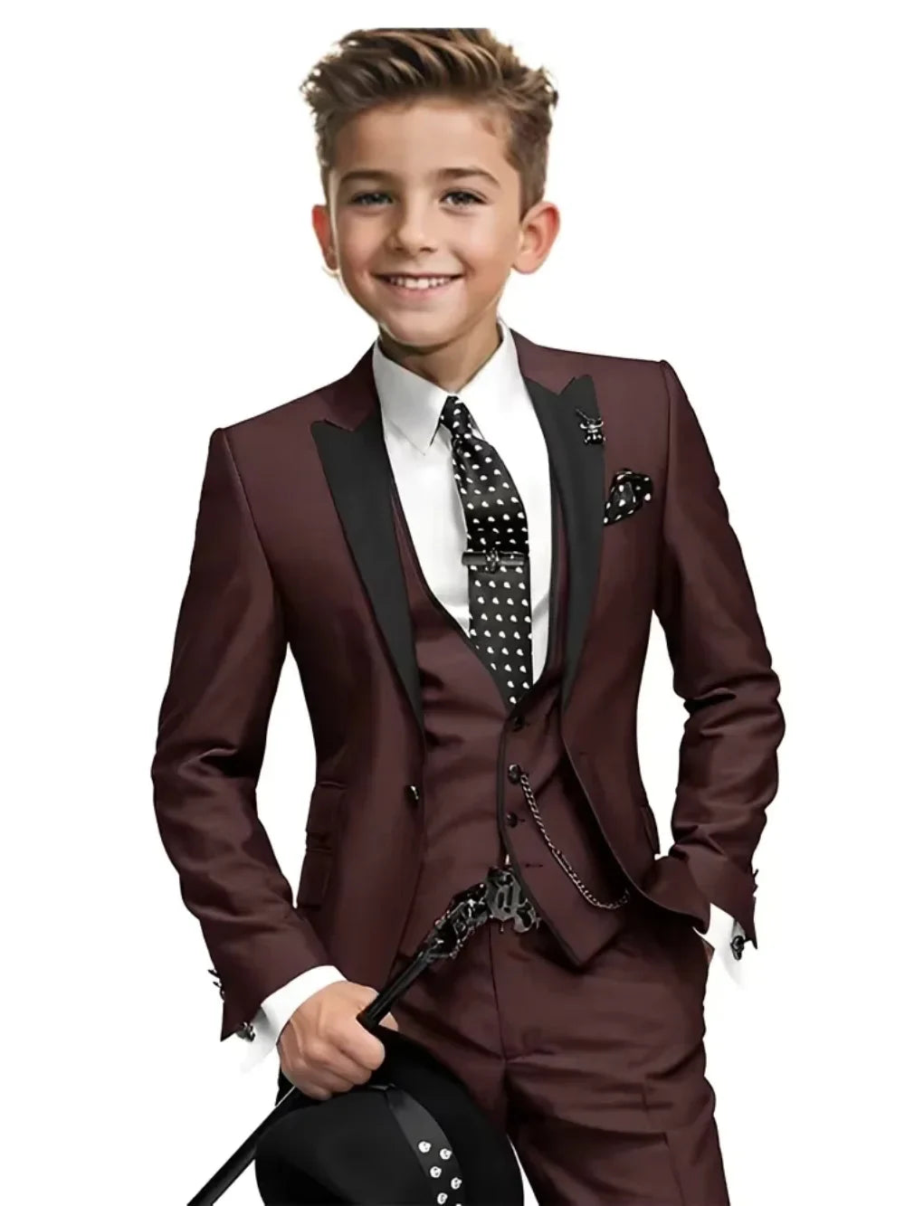 High Quality Boys Formal Suit Set 3 Pieces For Violin Performance Classy Peak Lapel Kids Slim Fit Tuxedo Birthday Party Wear