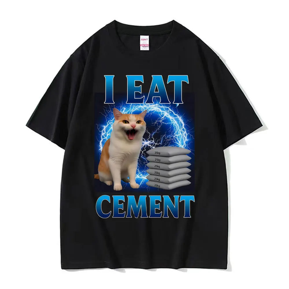 I Eat Solder Cursed Funny Cat Meme T Shirt Men Women's Clothing Fashion Casual T Shirts Summer High Quality Cotton T-shirts Tops