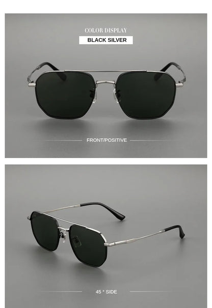 Top Quality Pure Titanium Pilot Polarized Sunglasses Men Outdoor Driving Night Vision Shades Anti-Glare Fishing UV400