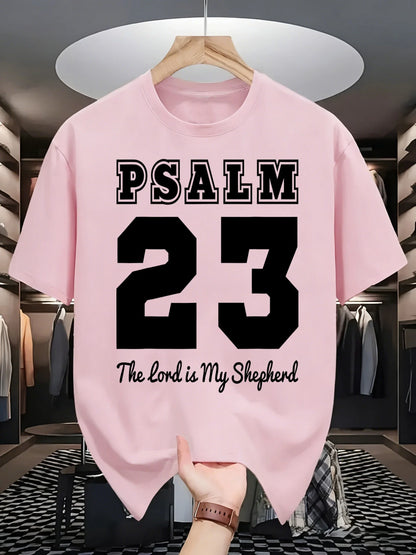 Psalm Number 23 Printing T-Shirt Men Cotton Crewneck T Shirts Summer Loose Basics Clothing Fashion Unisex Retro Short Sleeve