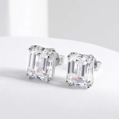 8cttw Emerald Cut D Color Real Moissanite Stud Earrings For Women 100% 925 Sterling Silver Gift Fine Jewelry