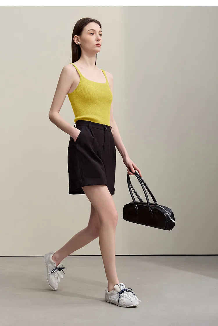 Women's Tank 2026 Summer New Solid Color Slim Fit Short Cami Square U-Neck Crop Sleeveless Layering Vest For Women 12622083