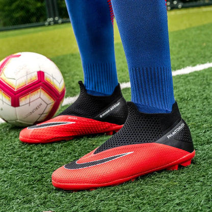 Big Size 49 48 Pro Soccer Boots Long Short Spikes Ankle Boots Children PU Leather Soccer Training Sneakers Outdoor Football