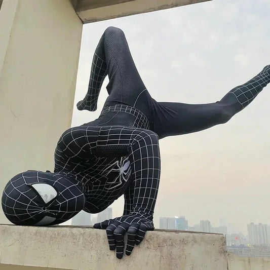 Black Spider Man Toby Costume Slim Fit Jumpsuit Cosplay Superhero Expedition Costume Superhero Zhentai Halloween Party Gifts