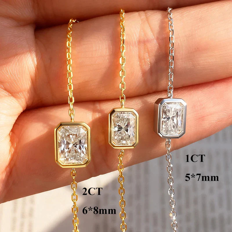 1/2CT Marquise Pear Cut Moissanite Solitaire Link Bracelet Women s925 Silver Bezel Setting Lab Diamond Bridal Wrist Chain