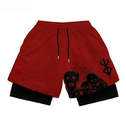 Y2K Summer Men Streetwear Anime Berserk Oversize Active Athletic Gym Short Pants Training Fitness Workout Track Shorts Clothes