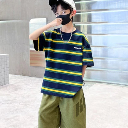 Stripe Outdoor Clothes for Children Tracksuit Boy 7 14 Years Clothing Boys Outfit Set 10 Children's Suit Boy's Child Summer Sets