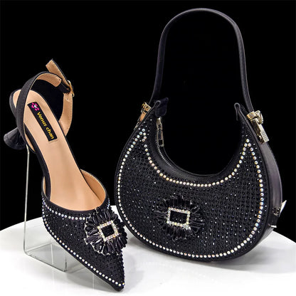 2025 Luxury Italian Design Women's Party Heels and Matching Handbag Set - Perfect for African Weddings and Special Occasions