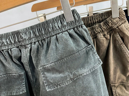 High Quality Snow Wash Distressed Cargo Pants Men Korean Fashion Plus Size Harem Pants Streetwear Joggers Casual Baggy Trousers