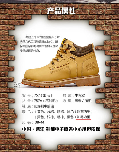 Natural Cow Leather Men’s Women Boots Handmade Retro Winter Autumn Shoes Ankle Snow Boots for Men Top Quality Shoes Dropshipping