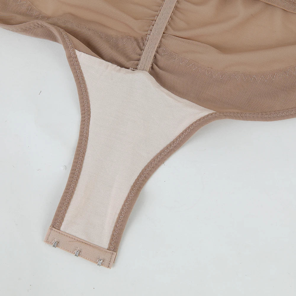 Women Cross Tummy Control Shapewear Sexy Mesh Slimming Waist Briefs Bodysuit Thin Breast Cup Body Shaper Butt Lifter Smooth Body