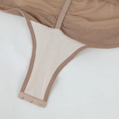 Women Cross Tummy Control Shapewear Sexy Mesh Slimming Waist Briefs Bodysuit Thin Breast Cup Body Shaper Butt Lifter Smooth Body