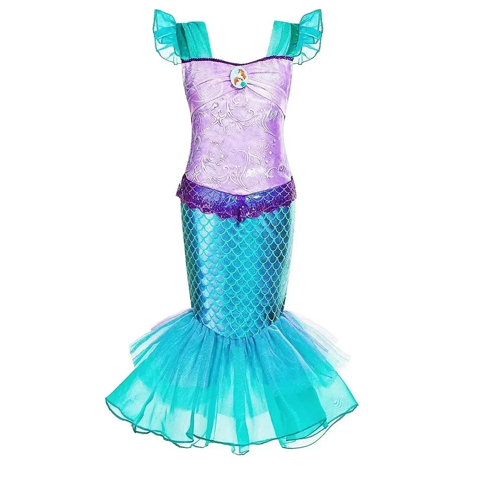 Mermaid Dress Girls Kids Cosplay Dresses Princess Costume Perform Clothes Birthday Party Halloween Clothing