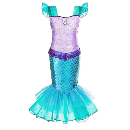 Mermaid Dress Girls Kids Cosplay Dresses Princess Costume Perform Clothes Birthday Party Halloween Clothing