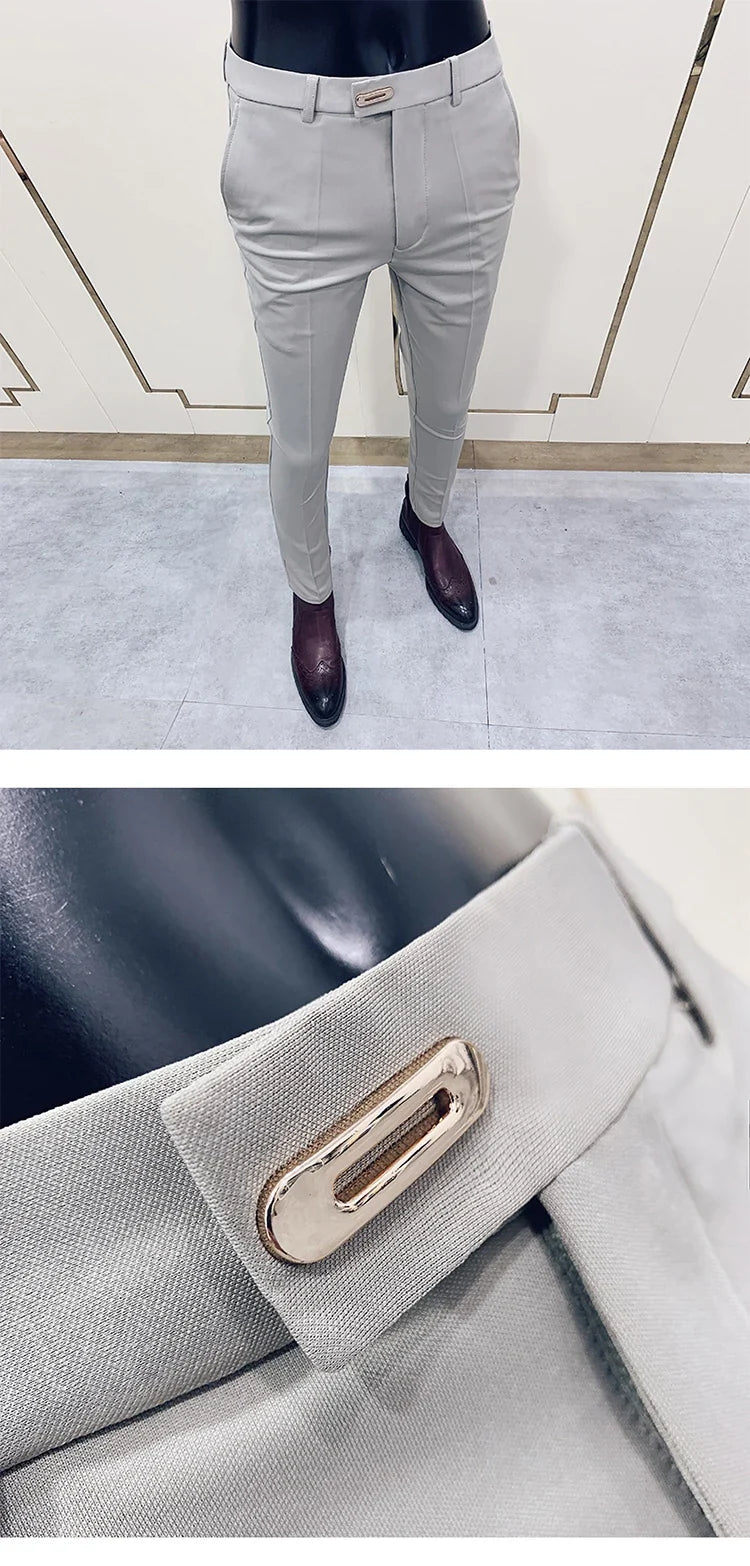 Men Suit Pants Dress Pantalone Hombre Stretch Slim Formal Trousers Calça Masculina Solid Color Casual Pants Fashion Men Clothing