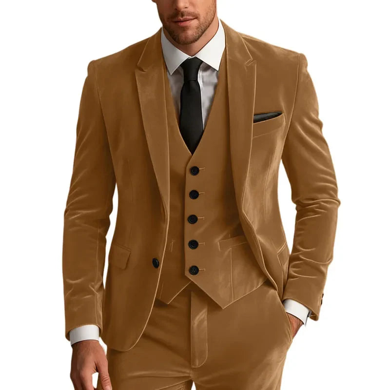 Elegant Wedding Men's Suit Business Tuxedos Formal 3 Piece Set Jacket Vest Pants Single Breasted Men Sport Coats Blazers