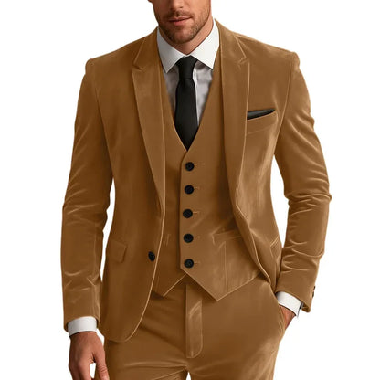 Elegant Wedding Men's Suit Business Tuxedos Formal 3 Piece Set Jacket Vest Pants Single Breasted Men Sport Coats Blazers