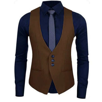 Men Vest White Solid Color Single Button Waistcoat For Wedding Business Banquet Work Formal Casual Men Suit Vest