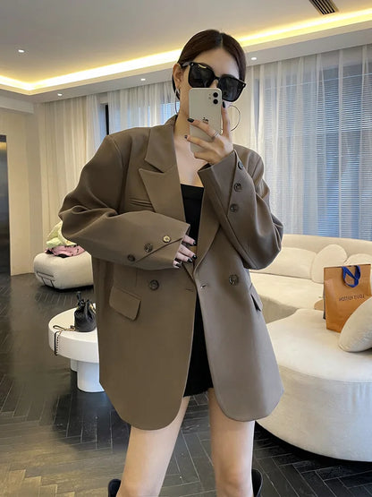 Coat Women Blazer Coats Turn Down Collar Blazers Jackets Y2k Streetwear Work Suits Elegant Splice Casual Jacket 2026 Spring