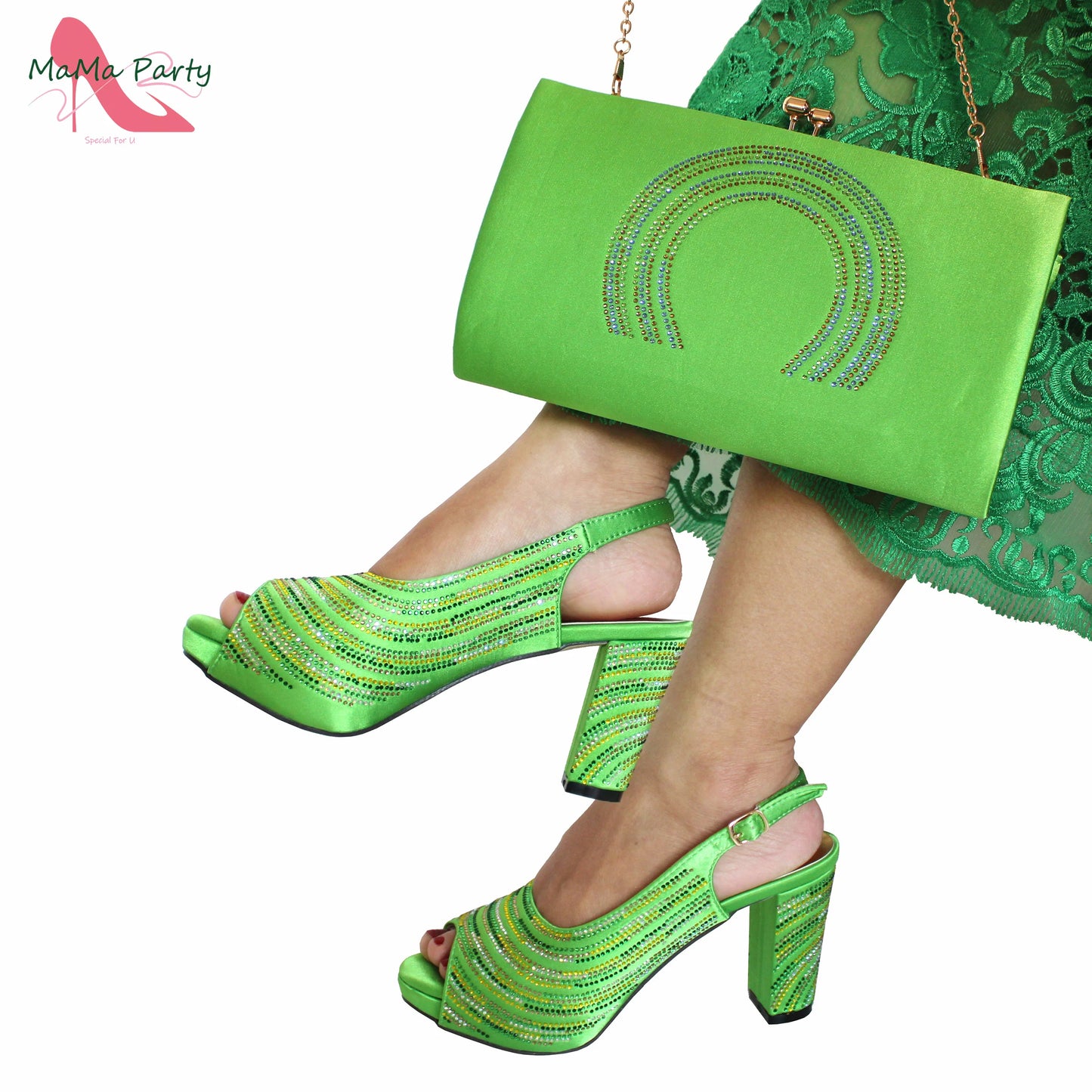 Orange Color Mature Pumps African Design Women Matching Shoes and Bag Set with Platform High Quality Sandals for Wedding