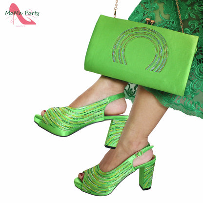 Orange Color Mature Pumps African Design Women Matching Shoes and Bag Set with Platform High Quality Sandals for Wedding
