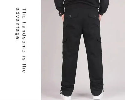 Men's Winter Thicken Fleece Cargo Pants Double Layer Straight Pants Men Casual Cotton Tactical Baggy Pant Warm Trousers S-5XL