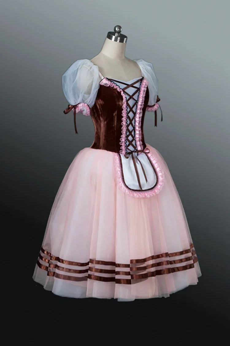 Red Giselle Ballet Dance Ballerina Tutu Dress For Girls Women Stage Performance Costume Long Ballet Dancing Dresses