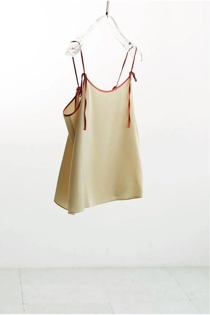 2026 Summer Women's 100% Mulberry Silk Satin Camisole with Adjustable Straps Loose Top