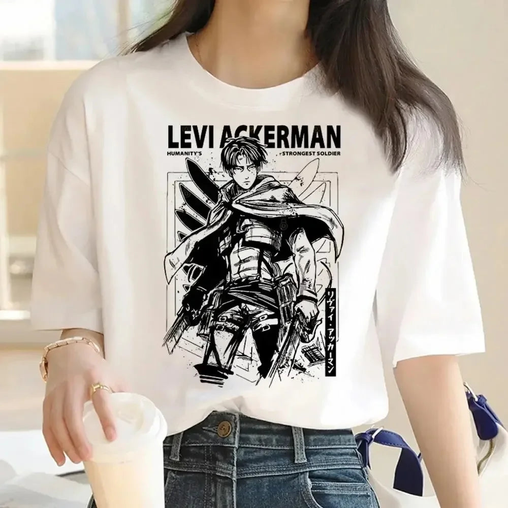 2024 New Anime Attack Titan Graphic Printing Harajuku T-Shirt Casual Fashion Short Sleeve Plus Size T-Shirt Ladies Short Sleeve