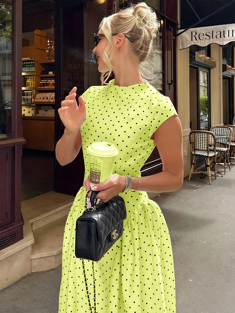Women New Long Dresses Summer Elegant Upgraded Version Casual Polka Dots Party Dress Graceful Holiday Casual Slim Female Dresses