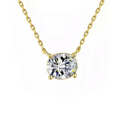 1/2/3carat East West Set Oval Cut Solitaire Moissanite Diamond Pendant Necklaces for Women Adjustable Stackable Neck Chain