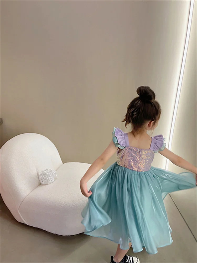 Little Mermaid Ariel Princess Costume Kids Dress For Girls Cosplay Children Carnival Birthday Party Clothes Mermaid Summer Dress
